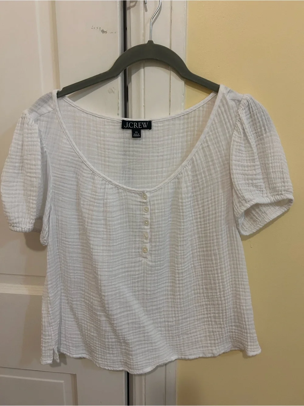 J. Crew White Cotton Gauze Top